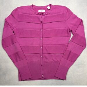 Callaway Golf Womens Magenta Pink Cotton Button Front Cardigan Sweater Size S